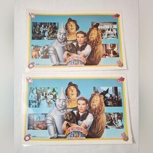 Two Vintage 1989 Wizard Of Oz 50th Anniversary Laminated Placemat Dow Promo